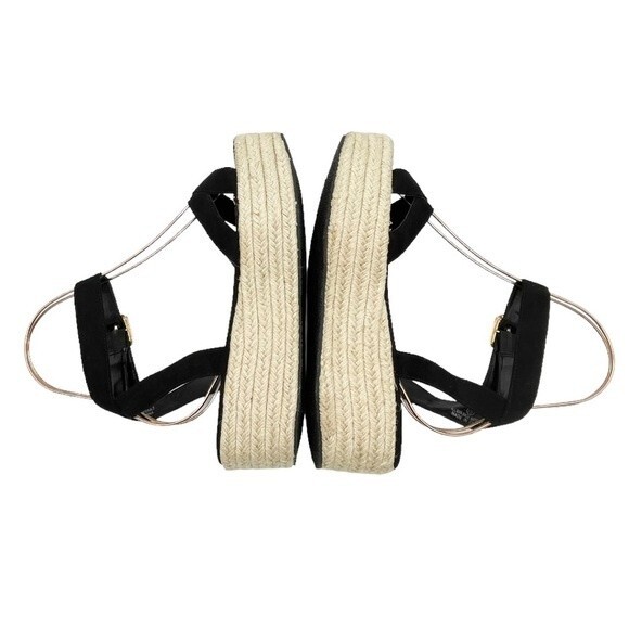 Lulus Cobi Black Faux Suede Espadrille Platform Sandals Size 8.5 Flatform Shoes - Picture 12 of 15